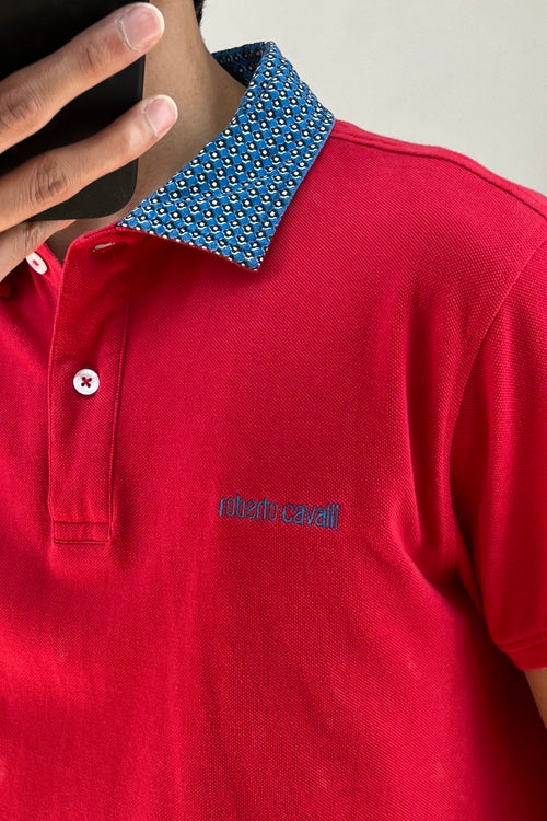 Red & Blue Floral Collar Polo