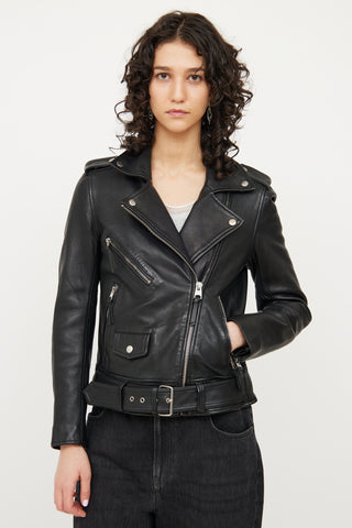 7 For All Mankind Black Leather Jacket