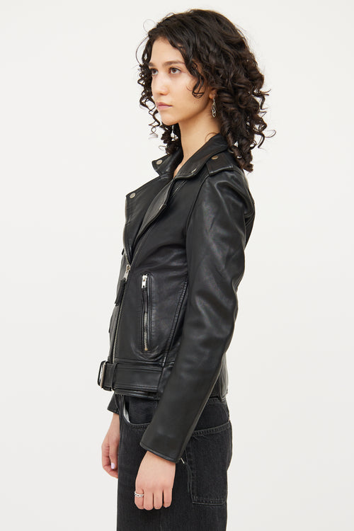 9 For All Mankind Black Leather Jacket