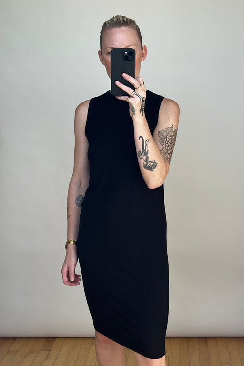 Black Mock Neck Sleeveless Midi Dress