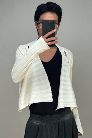 Cream Ribbed Modular Cardigan