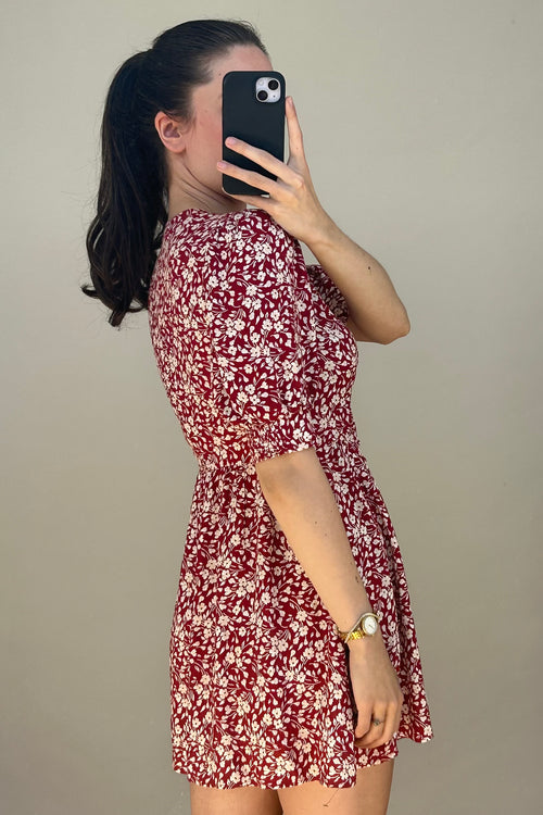 Red & White Floral Laylin Dress