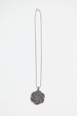 Fine Jewelry Sterling Silver and Diamond Spinel Flower Pendant Necklace