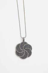Fine Jewelry Sterling Silver and Diamond Spinel Flower Pendant Necklace
