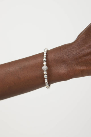 Fine JewelrySterling Silver Diamond Ball Bead Cuff