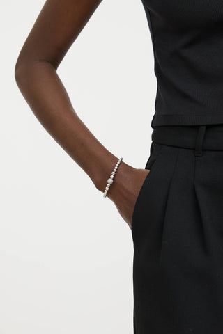 Fine JewelrySterling Silver Diamond Ball Bead Cuff