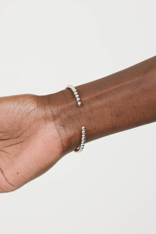 Fine JewelrySterling Silver Diamond Graduated Ball Bead Cuff