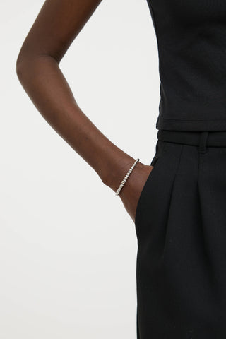 Fine JewelrySterling Silver Diamond Graduated Ball Bead Cuff