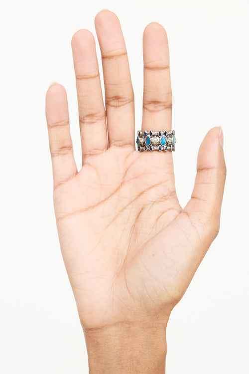 ArmentaSterling Silver Opal Diamond Ring