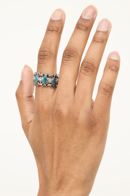 ArmentaSterling Silver Opal Diamond Ring