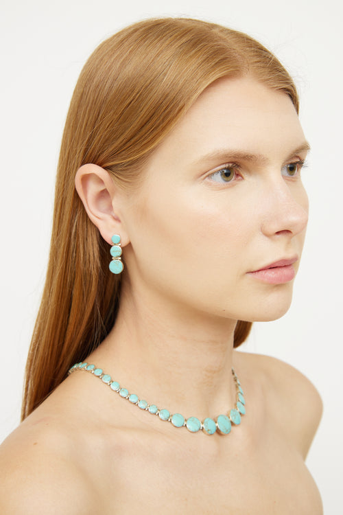 Fine Jewelry 925 Round Turquoise Drop Earrings
