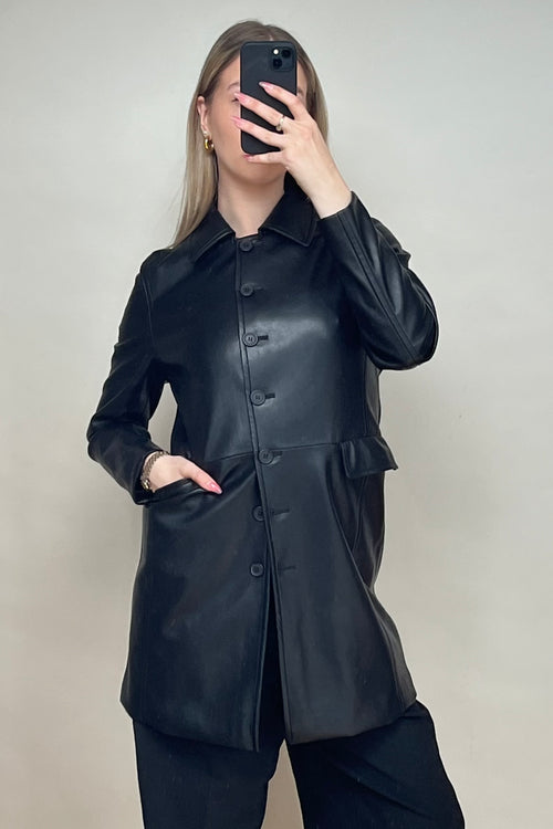 Black Faux Leather Coat