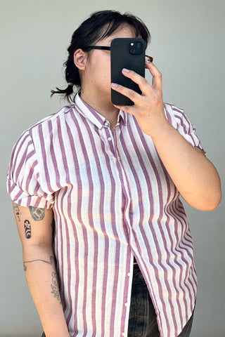 Pink & Purple Striped Short Sleeve Shirt