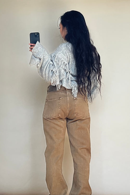 Brown Linear Cut Jeans