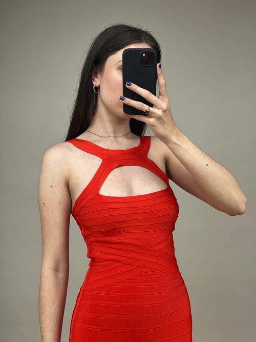 Red Bandage Midi Dress