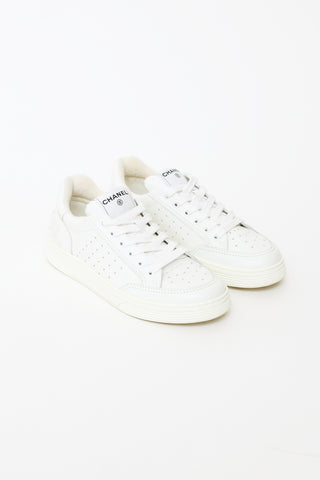 Chanel White Leather Low Top Sneakers