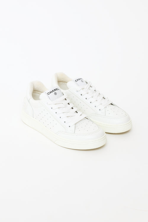 Chanel White Leather Low Top Sneakers