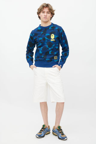 A Bathing Ape Blue Cotton Camo Sweatshirt