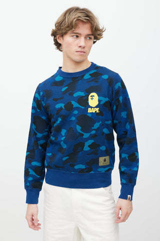 A Bathing Ape Blue Cotton Camo Sweatshirt