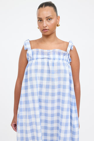A Bronze Age Gingham Smocked Maxi Dress