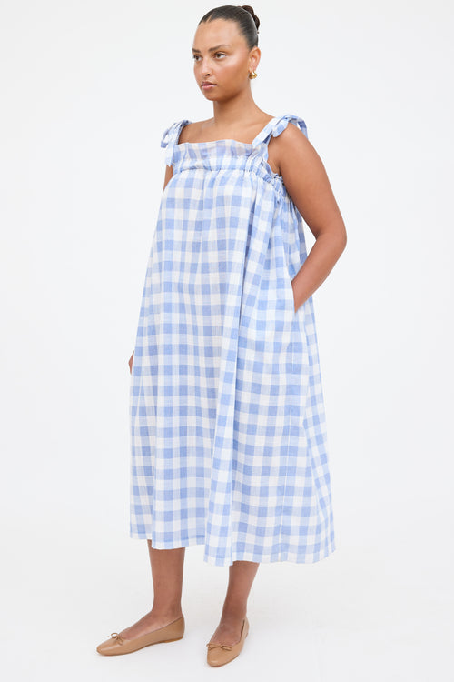 A Bronze Age Gingham Smocked Maxi Dress