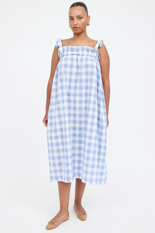 A Bronze Age Gingham Smocked Maxi Dress