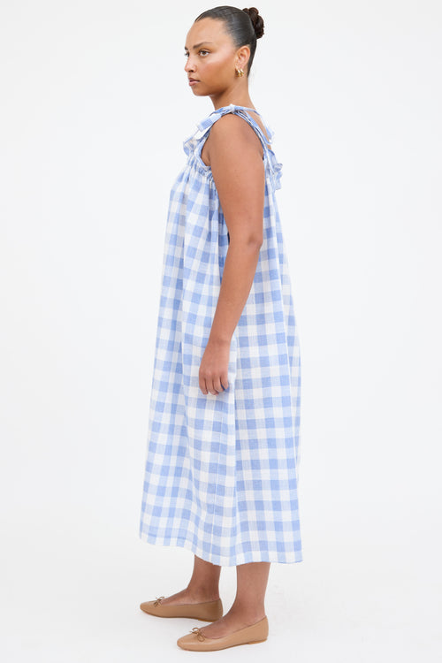 A Bronze Age Gingham Smocked Maxi Dress