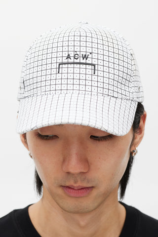 A-Cold-Wall* White & Black Logo Grid Hat