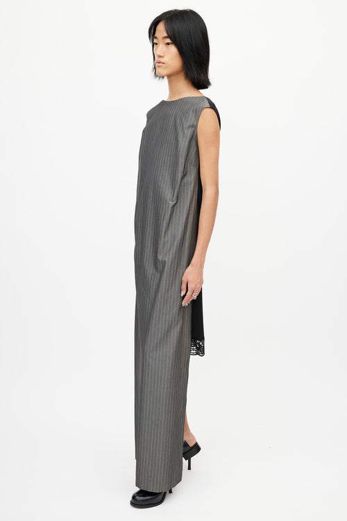 A.F. Vadevorst Black & Grey Stripe High Low Dress