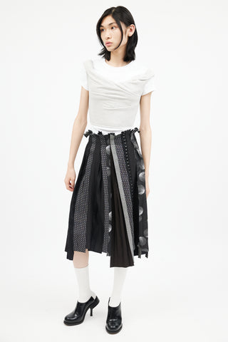 A.F. Vandervorst Black & White Pleated Print Skirt