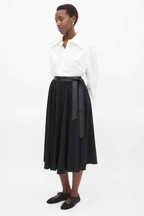 A.L.C. Black Wrap Leather Tie Midi Skirt