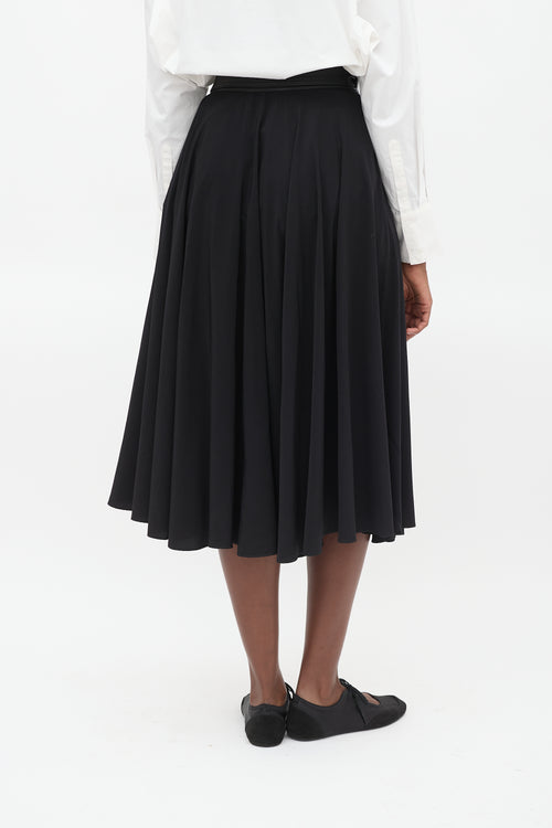 A.L.C. Black Wrap Leather Tie Midi Skirt