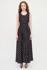 A.L.C. Striped Pleated Maxi Dress