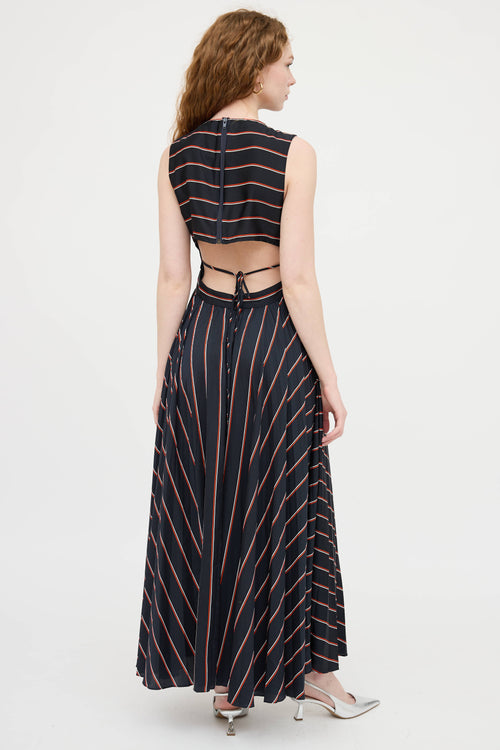 Striped Pleated Maxi Dress