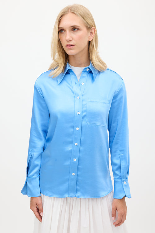 A.L.C. Blue Satin Point Collar Shirt