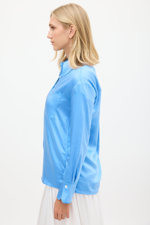 A.L.C. Blue Satin Point Collar Shirt