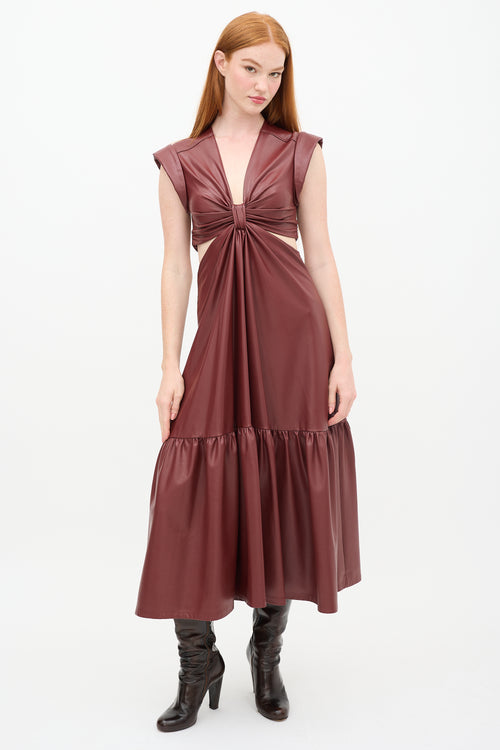 A.L.C. Burgundy Faux Leather Alexandria Cutout Dress