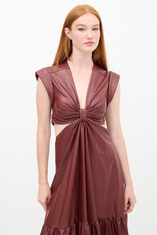 A.L.C. Burgundy Faux Leather Alexandria Cutout Dress