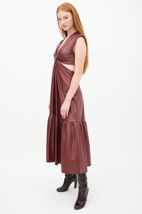 A.L.C. Burgundy Faux Leather Alexandria Cutout Dress