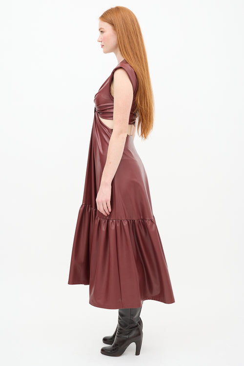 A.L.C. Burgundy Faux Leather Alexandria Cutout Dress