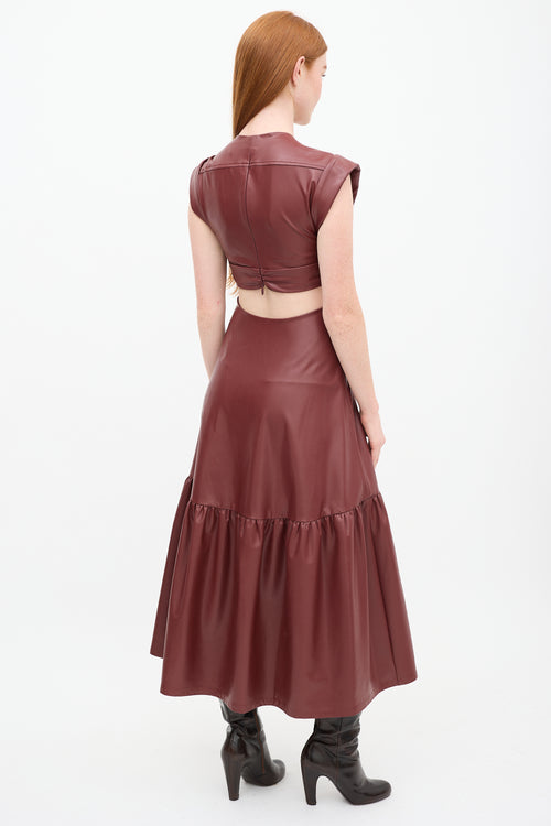 A.L.C. Burgundy Faux Leather Alexandria Cutout Dress