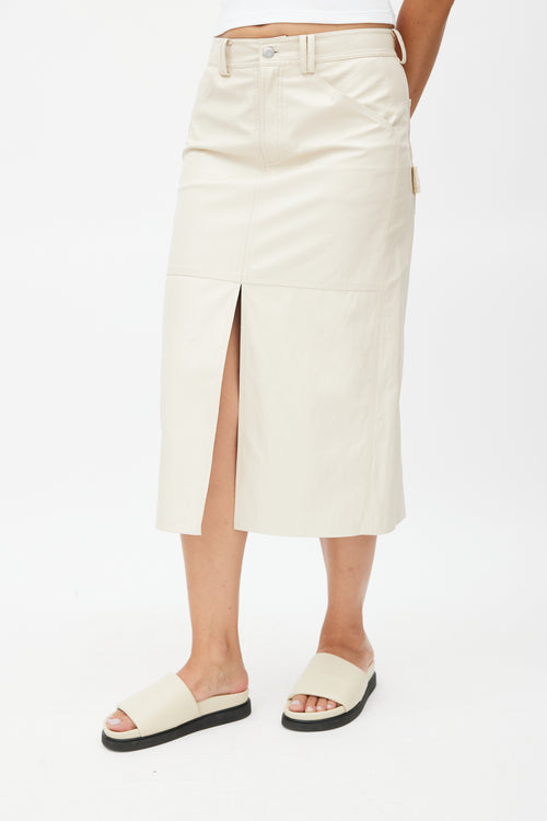 A.L.C. Cream Faux Leather Skirt