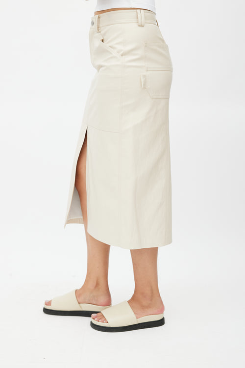 A.L.C. Cream Faux Leather Skirt