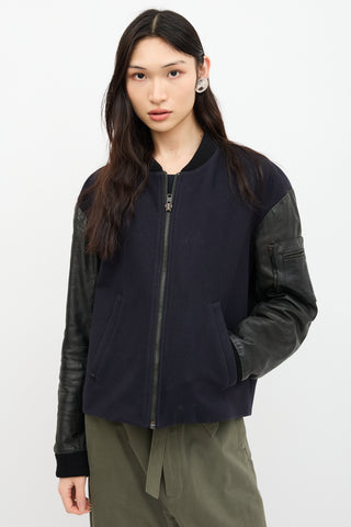 A.L.C. Leather & Wool Bomber Jacket