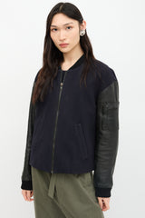 A.L.C. Leather & Wool Bomber Jacket