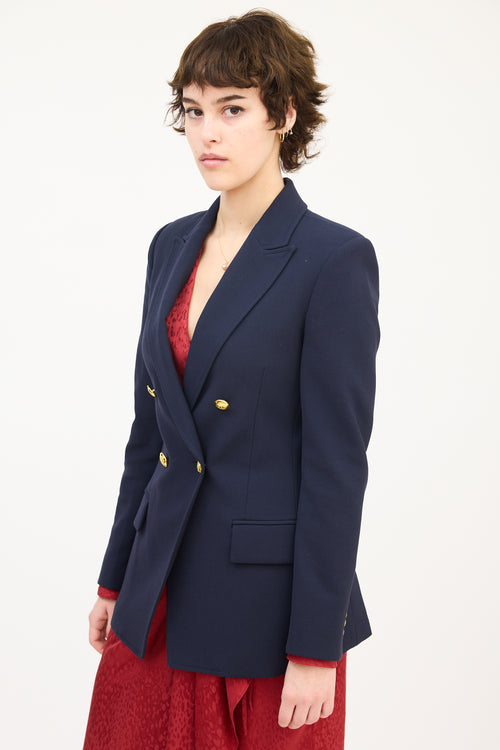 A.L.C. Navy Cotton Double Breast Blazer