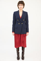 A.L.C. Navy Cotton Double Breast Blazer