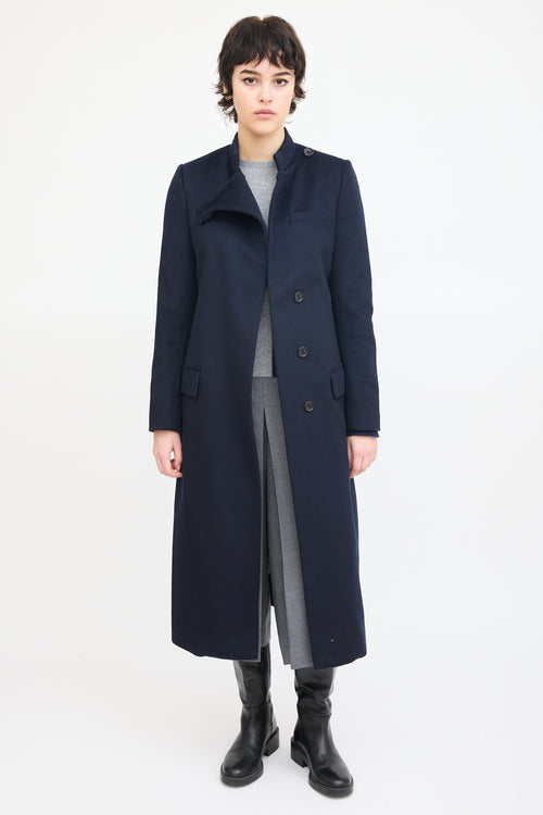 A.L.C. Navy Wool Asymmetrical Long Coat