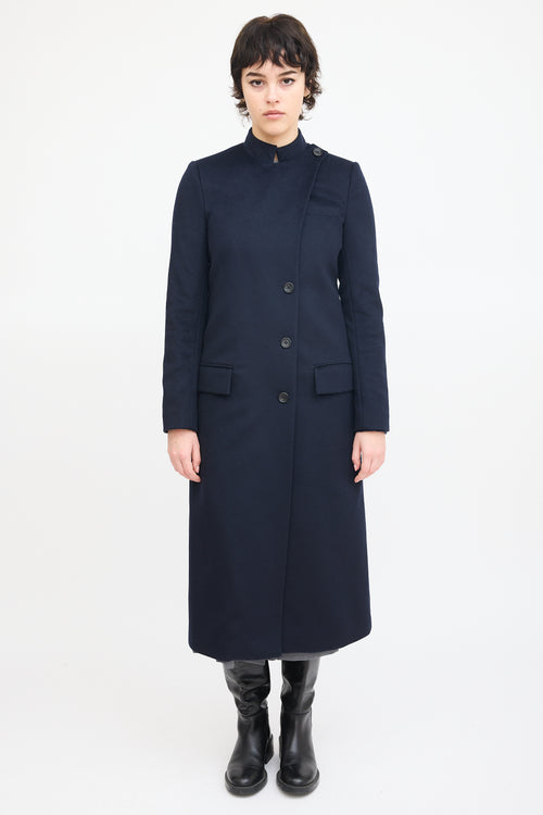 A.L.C. Navy Wool Asymmetrical Long Coat