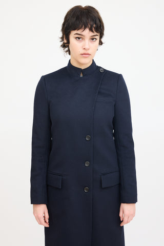 A.L.C. Navy Wool Asymmetrical Long Coat